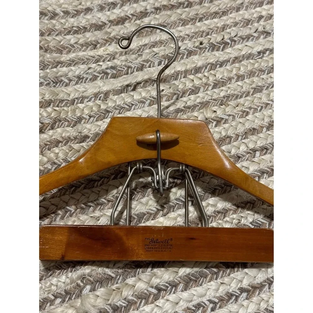 Vintage Wood Clothes Hangers Trouser Bar Skirt‎ Suit Lot of 2 Setwell